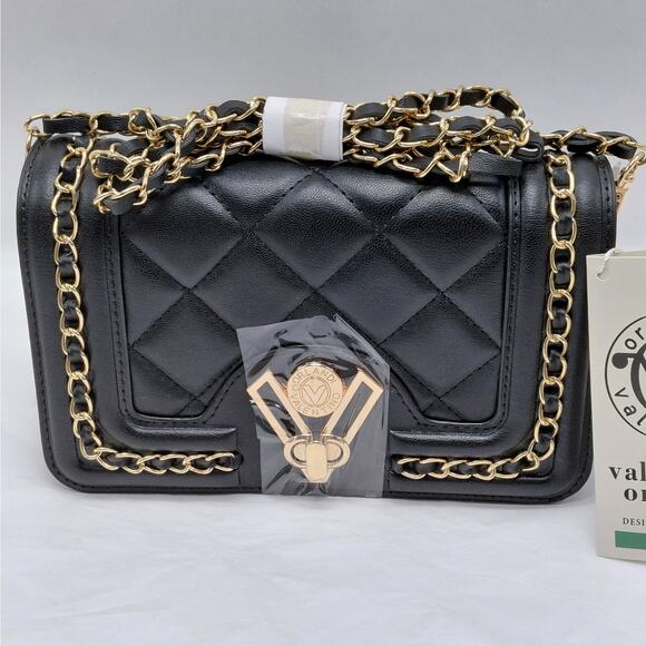 Valentino Orlandi Designer Black Diamond Quilted Crossbody Small Shoulder Bag - Picture 3 of 15